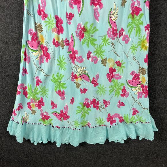 Usindo Y2K Babydoll Dress Womens Large Blue Floral Beaded Sequin Ruffle Fairy - Picture 3 of 15